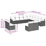 13 Piece Garden Sofa Set with Cushions Black Poly Rattan - Close-Up Angle