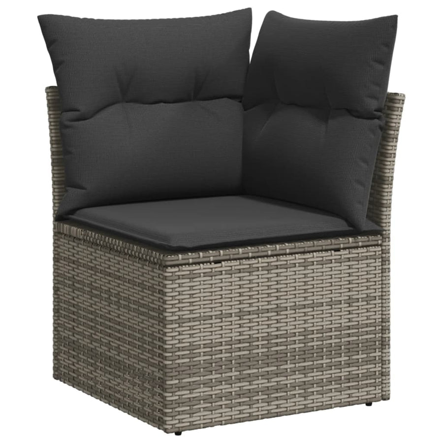 14 Piece Garden Sofa Set with Cushions Grey Poly Rattan