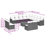 14 Piece Garden Sofa Set with Cushions Grey Poly Rattan - Low Angle