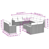12 Piece Garden Sofa Set with Cushions Grey Poly Rattan - Low Angle