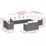 12 Piece Garden Sofa Set with Cushions Black Poly Rattan - Close-Up Angle