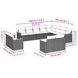12 Piece Garden Sofa Set with Cushions Mix Beige Poly Rattan - Close-Up Angle