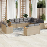12 Piece Garden Sofa Set with Cushions Mix Beige Poly Rattan
