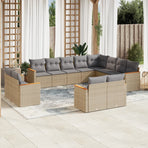 12 Piece Garden Sofa Set with Cushions Mix Beige Poly Rattan