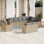 12 Piece Garden Sofa Set with Cushions Mix Beige Poly Rattan