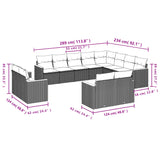 12 Piece Garden Sofa Set with Cushions Grey Poly Rattan - Close-Up Angle