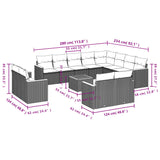 13 Piece Garden Sofa Set with Cushions Black Poly Rattan - Low Angle