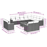 13 Piece Garden Sofa Set with Cushions Black Poly Rattan - Low Angle