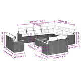 13 Piece Garden Sofa Set with Cushions Grey Poly Rattan - Low Angle