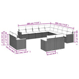 13 Piece Garden Sofa Set with Cushions Grey Poly Rattan - Close-Up Angle