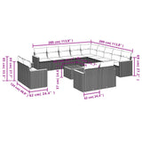 14 Piece Garden Sofa Set with Cushions Black Poly Rattan - Low Angle