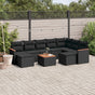 10 Piece Garden Sofa Set with Cushions Black Poly Rattan
