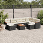 10 Piece Garden Sofa Set with Cushions Black Poly Rattan