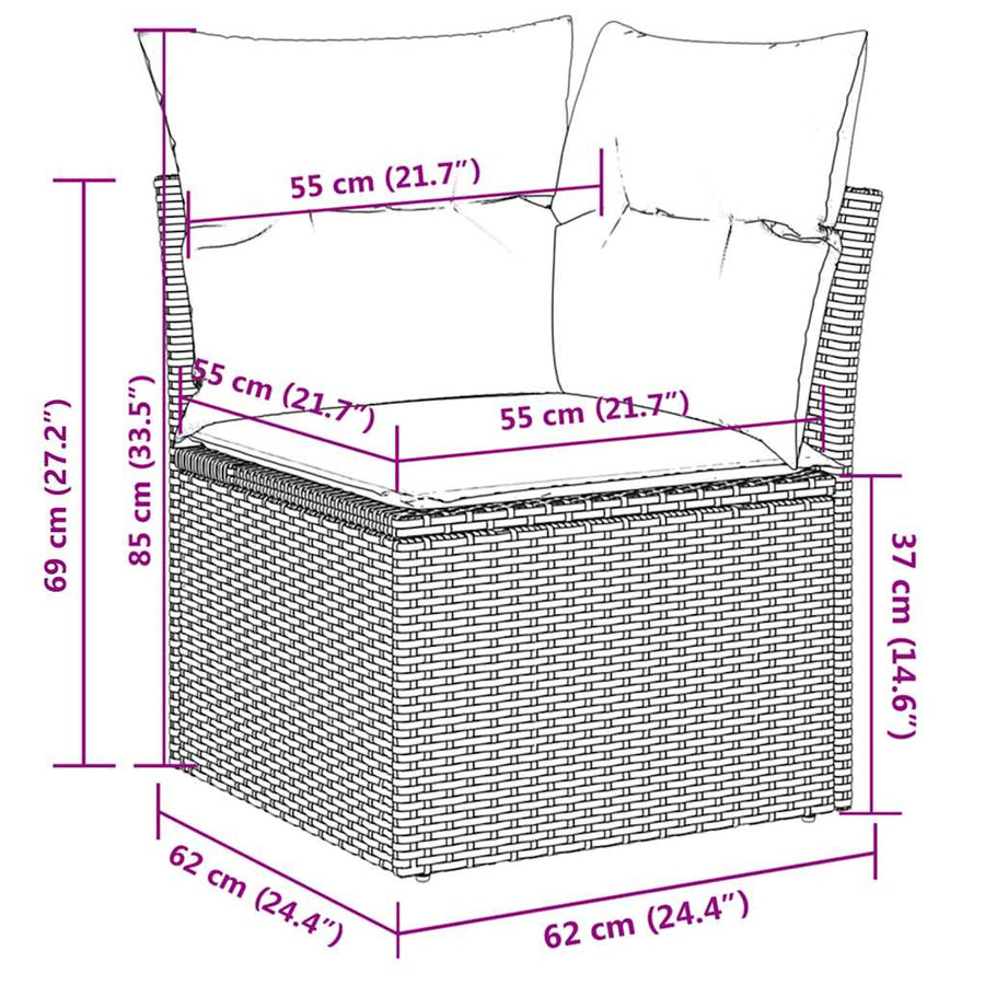 11 Piece Garden Sofa Set with Cushions Black Poly Rattan