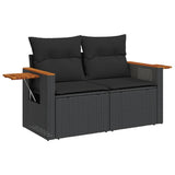 3 Piece Garden Sofa Set with Cushions Black Poly Rattan - Top-Down View