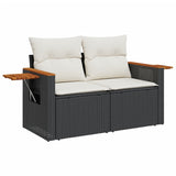 3 Piece Garden Sofa Set with Cushions Black Poly Rattan - Top-Down View