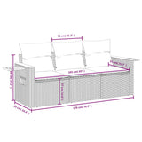 3 Piece Garden Sofa Set with Cushions Grey Poly Rattan - Close-Up Angle