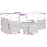 7 Piece Garden Sofa Set with Cushions Black Poly Rattan
