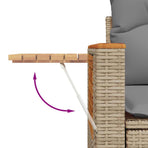 7 Piece Garden Sofa Set with Cushions Beige Poly Rattan