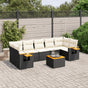 8 Piece Garden Sofa Set with Cushions Black Poly Rattan
