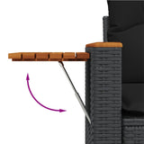 4 Piece Garden Sofa Set with Cushions Black Poly Rattan - Close-Up Angle