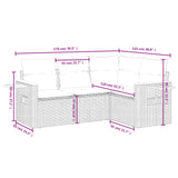 4 Piece Garden Sofa Set with Cushions Grey Poly Rattan - Low Angle