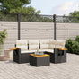 5 Piece Garden Sofa Set with Cushions Black Poly Rattan