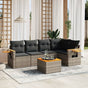 6 Piece Garden Sofa Set with Cushions Grey Poly Rattan