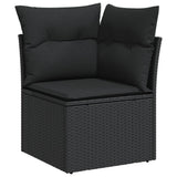 5 Piece Garden Sofa Set with Cushions Black Poly Rattan - Close-Up Angle
