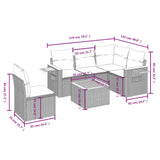 6 Piece Garden Sofa Set with Cushions Grey Poly Rattan - Extra Image