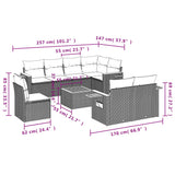 9 Piece Garden Sofa Set with Cushions Beige Poly Rattan