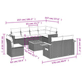 9 Piece Garden Sofa Set with Cushions Grey Poly Rattan - Extra Image