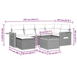 7 Piece Garden Sofa Set with Cushions Black Poly Rattan - Extra Image