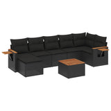 8 Piece Garden Sofa Set with Cushions Black Poly Rattan - Front View