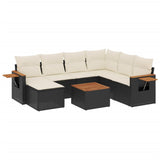 8 Piece Garden Sofa Set with Cushions Black Poly Rattan - Front View
