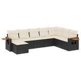 8 Piece Garden Sofa Set with Cushions Black Poly Rattan - Front View
