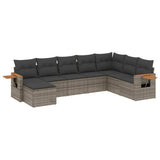 8 Piece Garden Sofa Set with Cushions Grey Poly Rattan - Front View