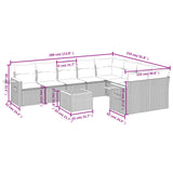 10 Piece Garden Sofa Set with Cushions Grey Poly Rattan - Close-Up Angle