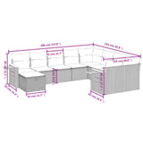 10 Piece Garden Sofa Set with Cushions Black Poly Rattan - Low Angle
