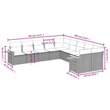 10 Piece Garden Sofa Set with Cushions Grey Poly Rattan - Close-Up Angle
