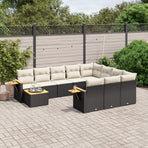 11 Piece Garden Sofa Set with Cushions Black Poly Rattan