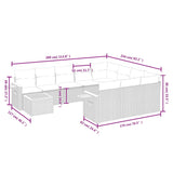 11 Piece Garden Sofa Set with Cushions Grey Poly Rattan - Close-Up Angle