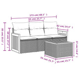 4 Piece Garden Sofa Set with Cushions Grey Poly Rattan - Close-Up Angle