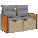 9 Piece Garden Sofa Set with Cushions Beige Poly Rattan
