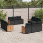 12 Piece Garden Sofa Set with Cushions Black Poly Rattan