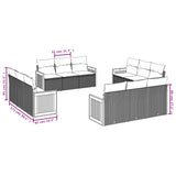 12 Piece Garden Sofa Set with Cushions Grey Poly Rattan - Rear View