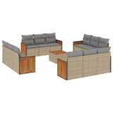 13 Piece Garden Sofa Set with Cushions Beige Poly Rattan - Front View