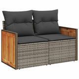 6 Piece Garden Sofa Set with Cushions Grey Poly Rattan - Side View