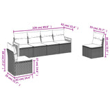 6 Piece Garden Sofa Set with Cushions Black Poly Rattan - Rear View