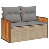 6 Piece Garden Sofa Set with Cushions Beige Poly Rattan - Side View
